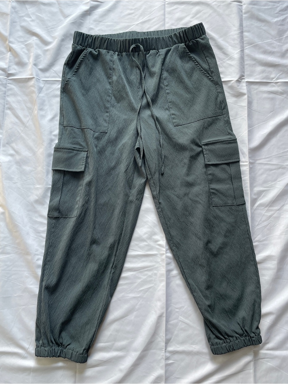 Women’s 1X Blue Gray Cargo Jogger Pants - Elastic Waist NWOT
